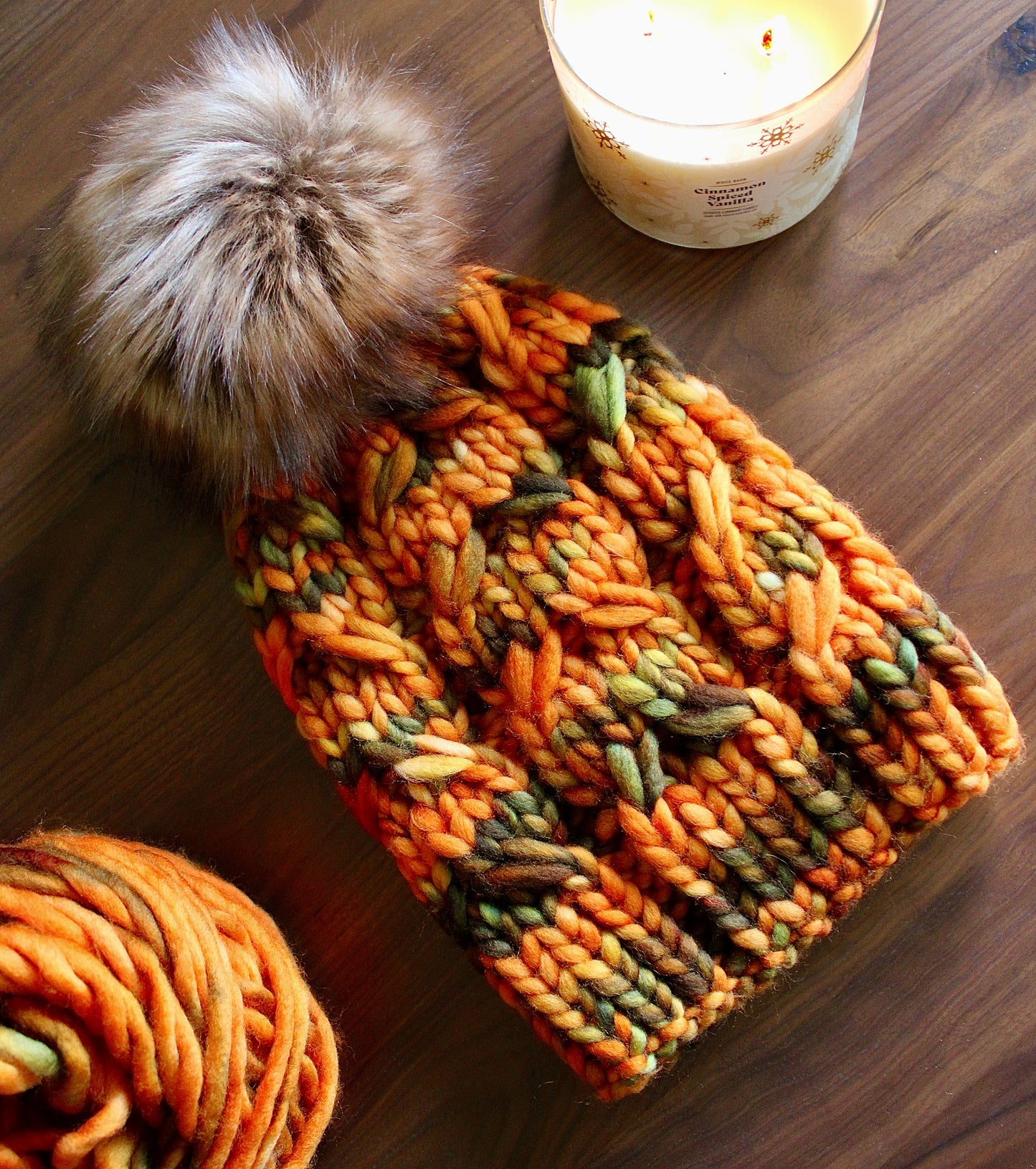 Knit Beanie with Faux Fur Pom