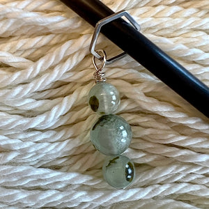 Prehnite Stitch Marker with 9mm Hexagon Ring