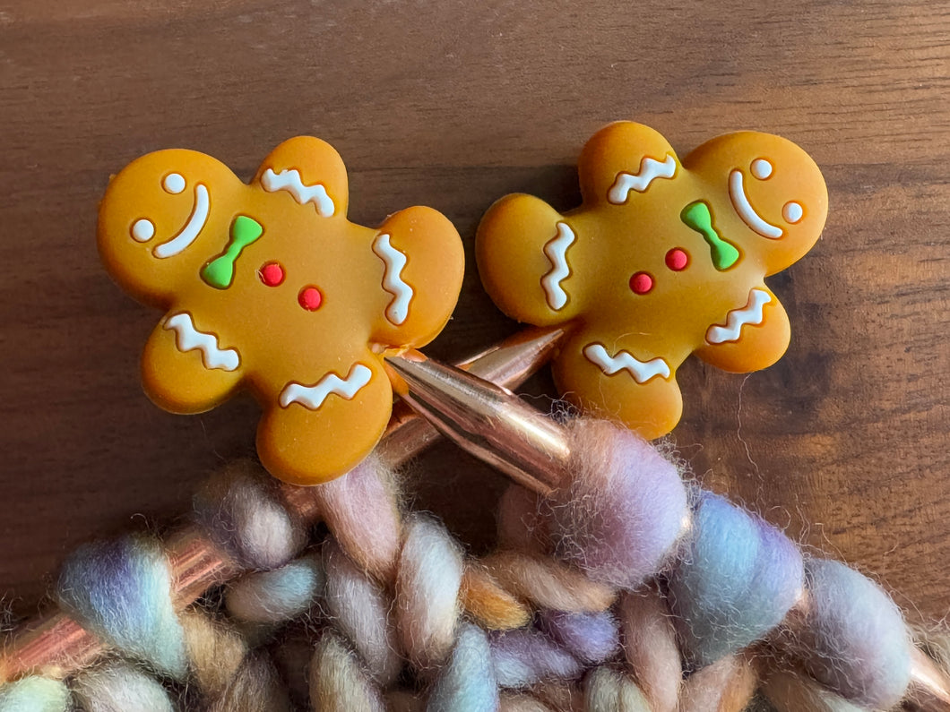 Knitting Needle Point Protectors - Gingerbread Men